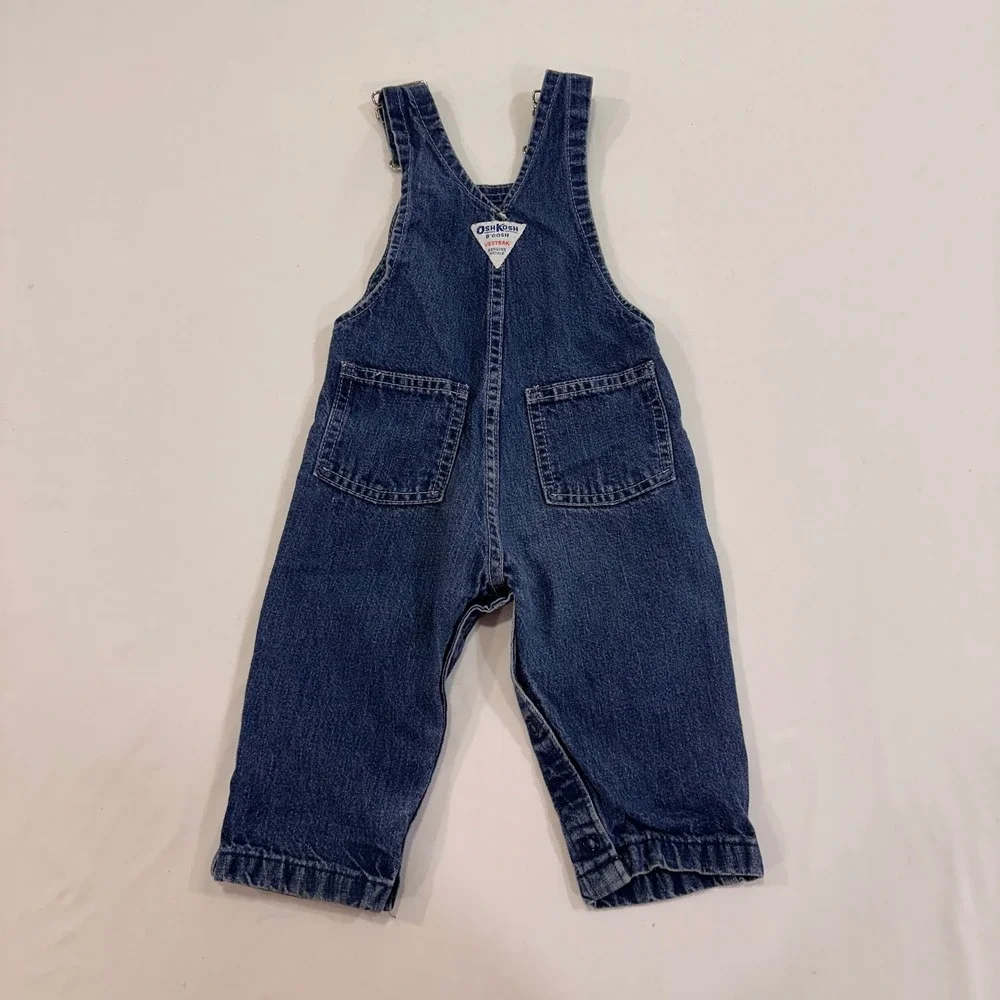 OshKosh‎ B'gosh Vestbak Denim Overalls Kids 18M Blue Snap Leg | Vintage